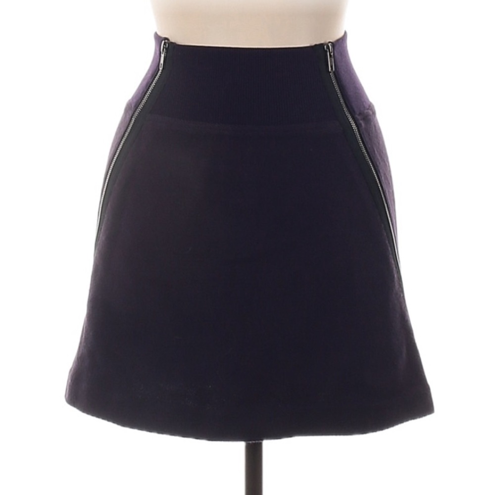 NWT Theory Size 10 Dark Purple Gretchyn Comfort Wool Skirt